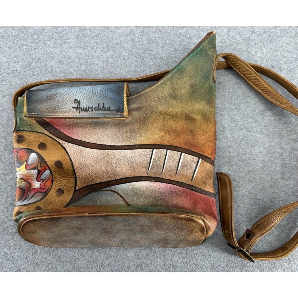 Anuschka Hand Painted Genuine Leather Abstract‎ Art Crossbody Shoulder Bag Purse - Picture 2 of 16